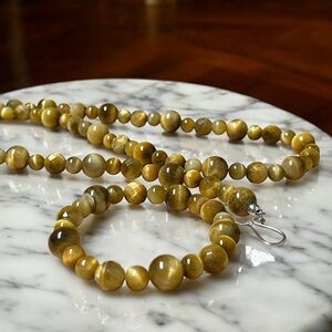 HSN Jay King Set Tiger Eye Necklace & Tiger Eye Bracelet Set.